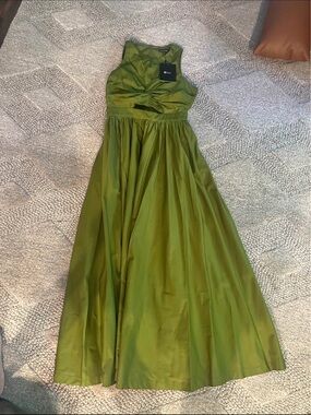 Sleeveless Olive Green Maxi Dress with Twist Front Bodice